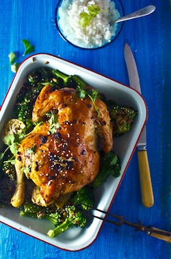 Asian style roast chicken becomes Chicken noodle soup the next night