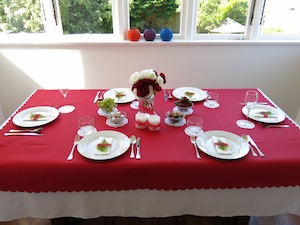 A family Christmas menu table setting Family Christmas menu