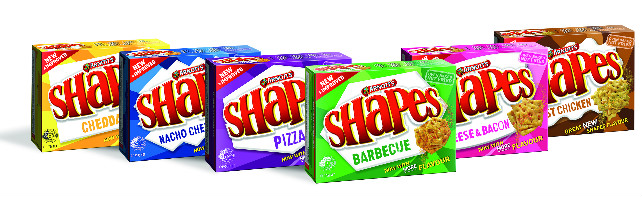 Arnott’s Shapes packs including new flavours