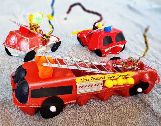 Egg Carton fire truck
