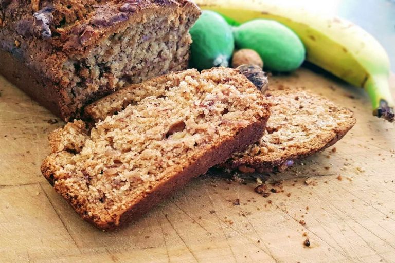 Feijoa banana and walnut bread